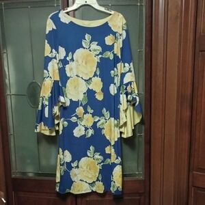 Shelby & Palmer Blue Dress with Yellow Floral Design